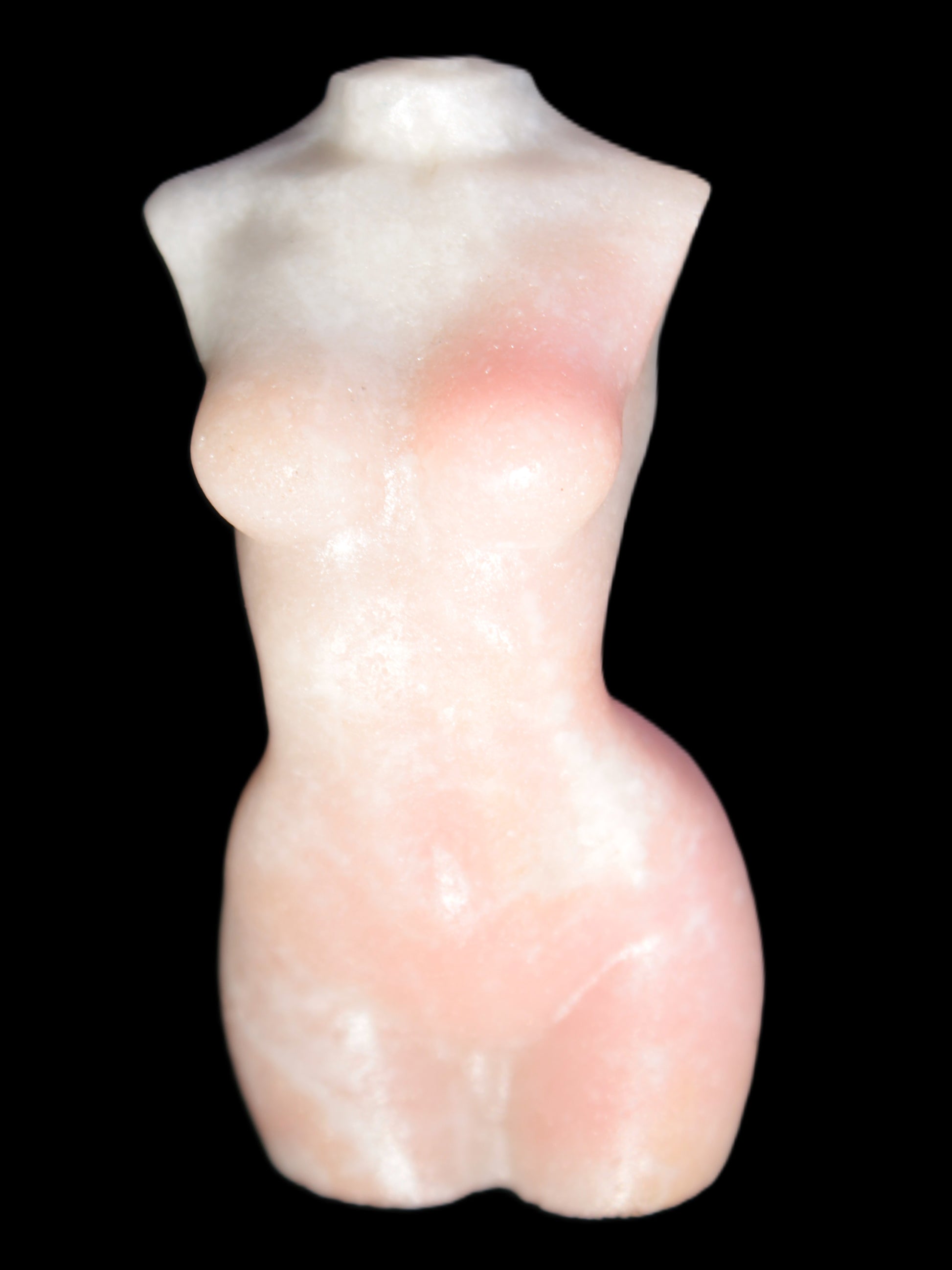 Pink Opal hand-carved woman's torso goddess 38*80mm 134.7g in sunlight