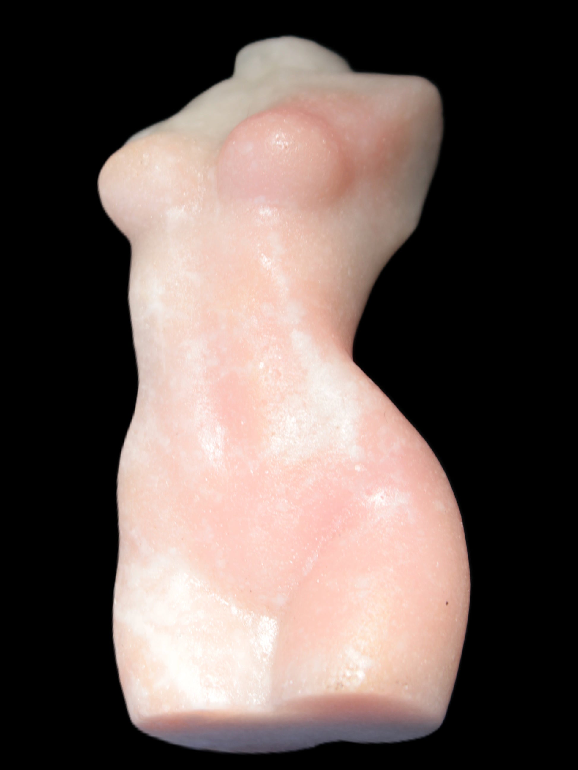Pink Opal hand-carved woman's torso goddess 38*80mm 134.7g in sunlight