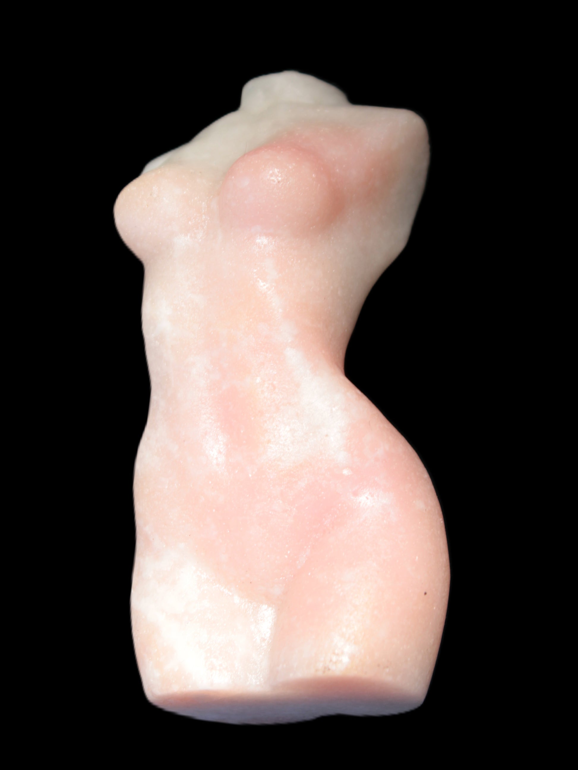 Pink Opal hand-carved woman's torso goddess 38*80mm 134.7g in sunlight