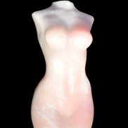 Pink Opal hand-carved woman's torso goddess 38*80mm 134.7g in sunlight