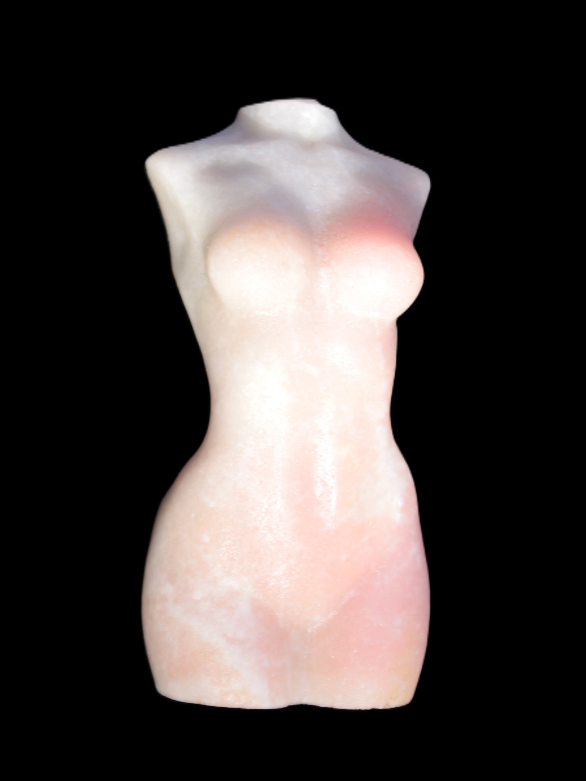 Pink Opal hand-carved woman's torso goddess 38*80mm 134.7g in sunlight