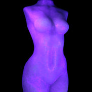 Pink Opal hand-carved woman's torso goddess 38*80mm 134.7g in UV light