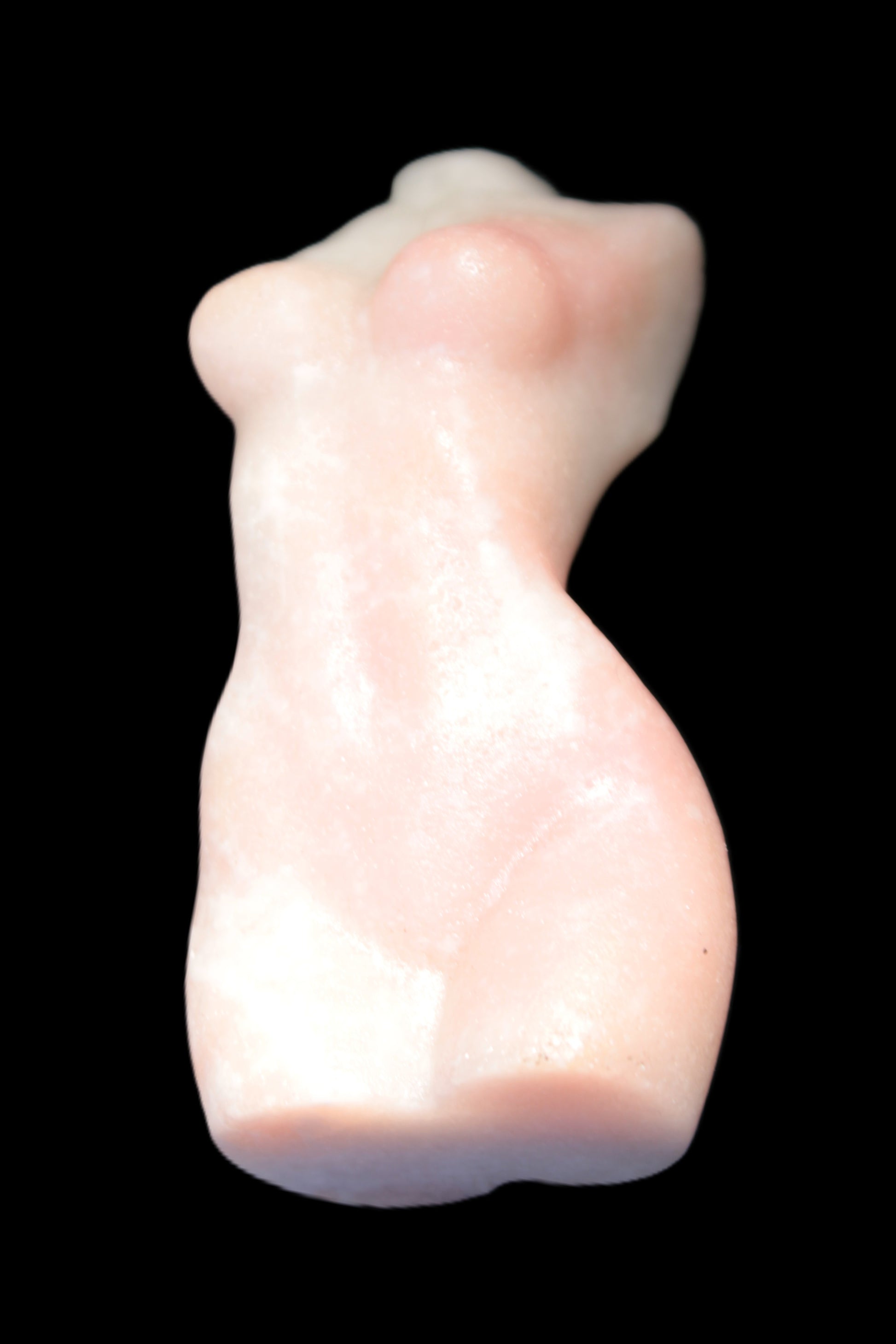 Pink Opal hand-carved woman's torso goddess 38*80mm 134.7g in sunlight