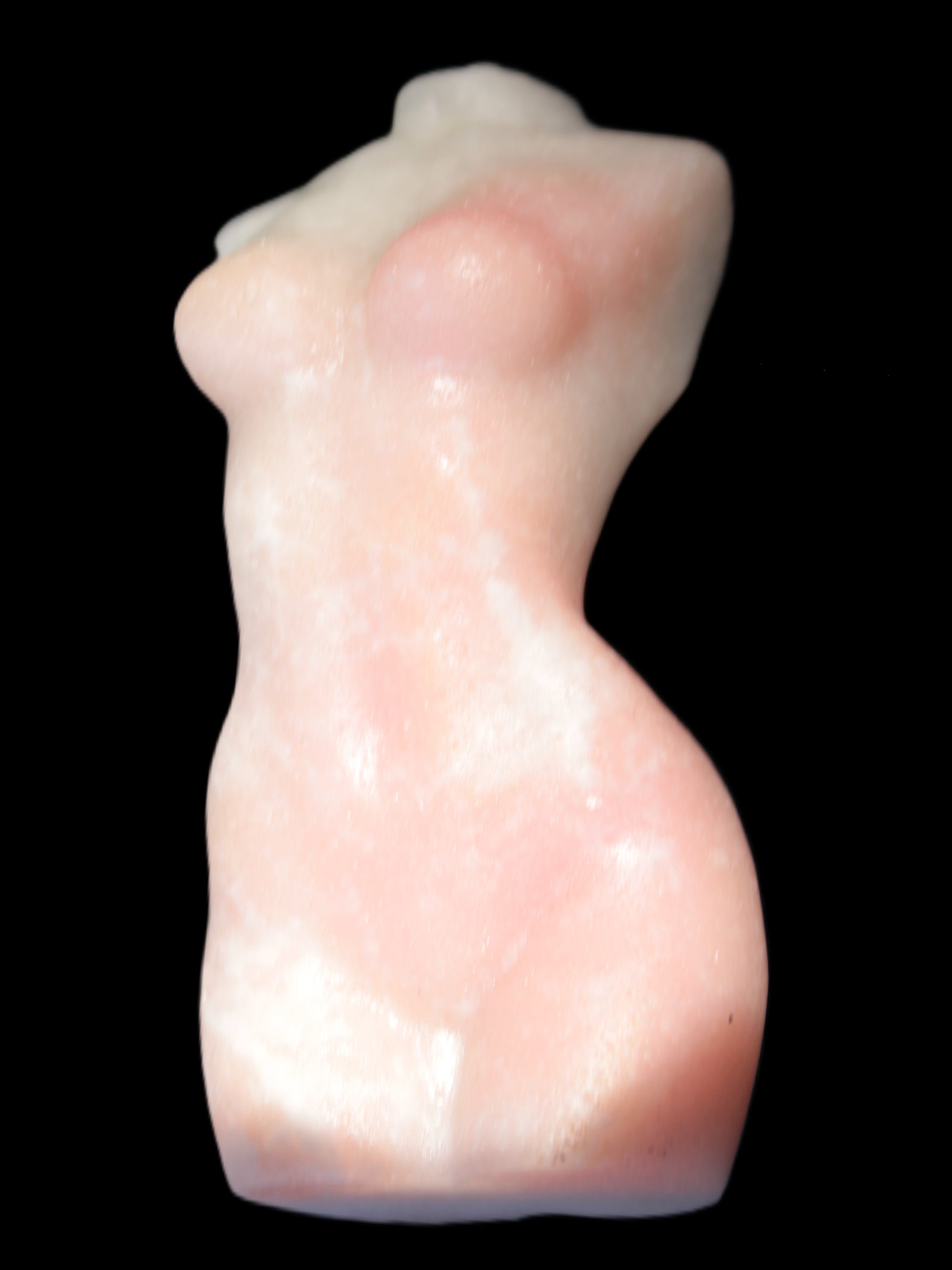 Pink Opal hand-carved woman's torso goddess 38*80mm 134.7g in sunlight