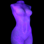 Pink Opal hand-carved woman's torso goddess 38*80mm 134.7g in UV light