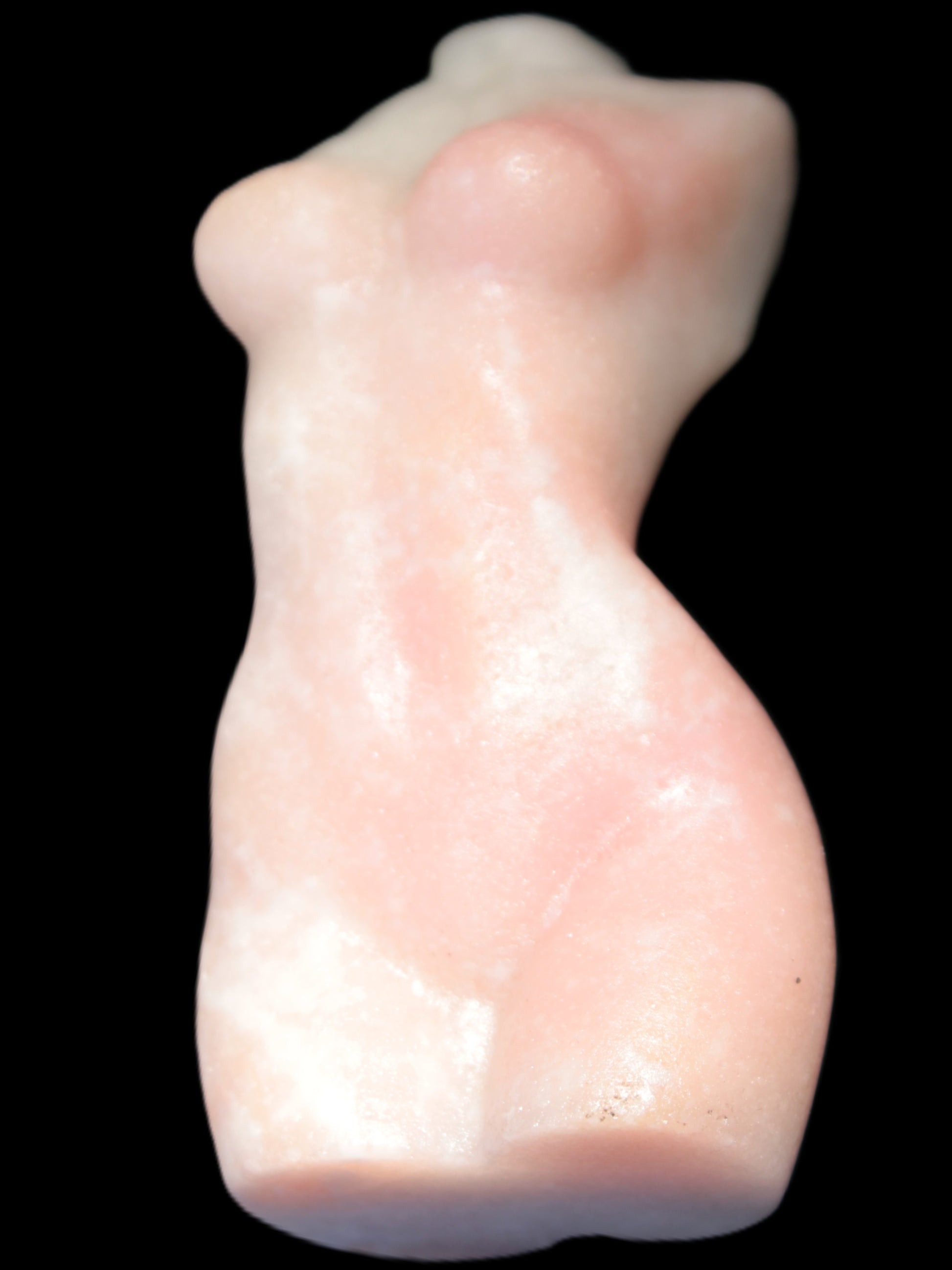 Pink Opal hand-carved woman's torso goddess 38*80mm 134.7g in sunlight