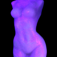 Pink Opal hand-carved woman's torso goddess 38*80mm 134.7g in UV light