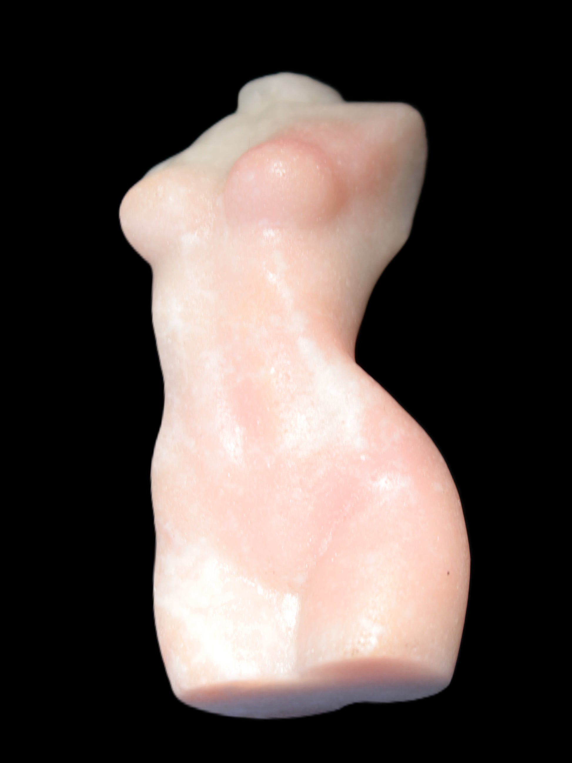 Pink Opal hand-carved woman's torso goddess 38*80mm 134.7g in sunlight