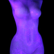 Pink Opal hand-carved woman's torso goddess 38*80mm 134.7g in UV light