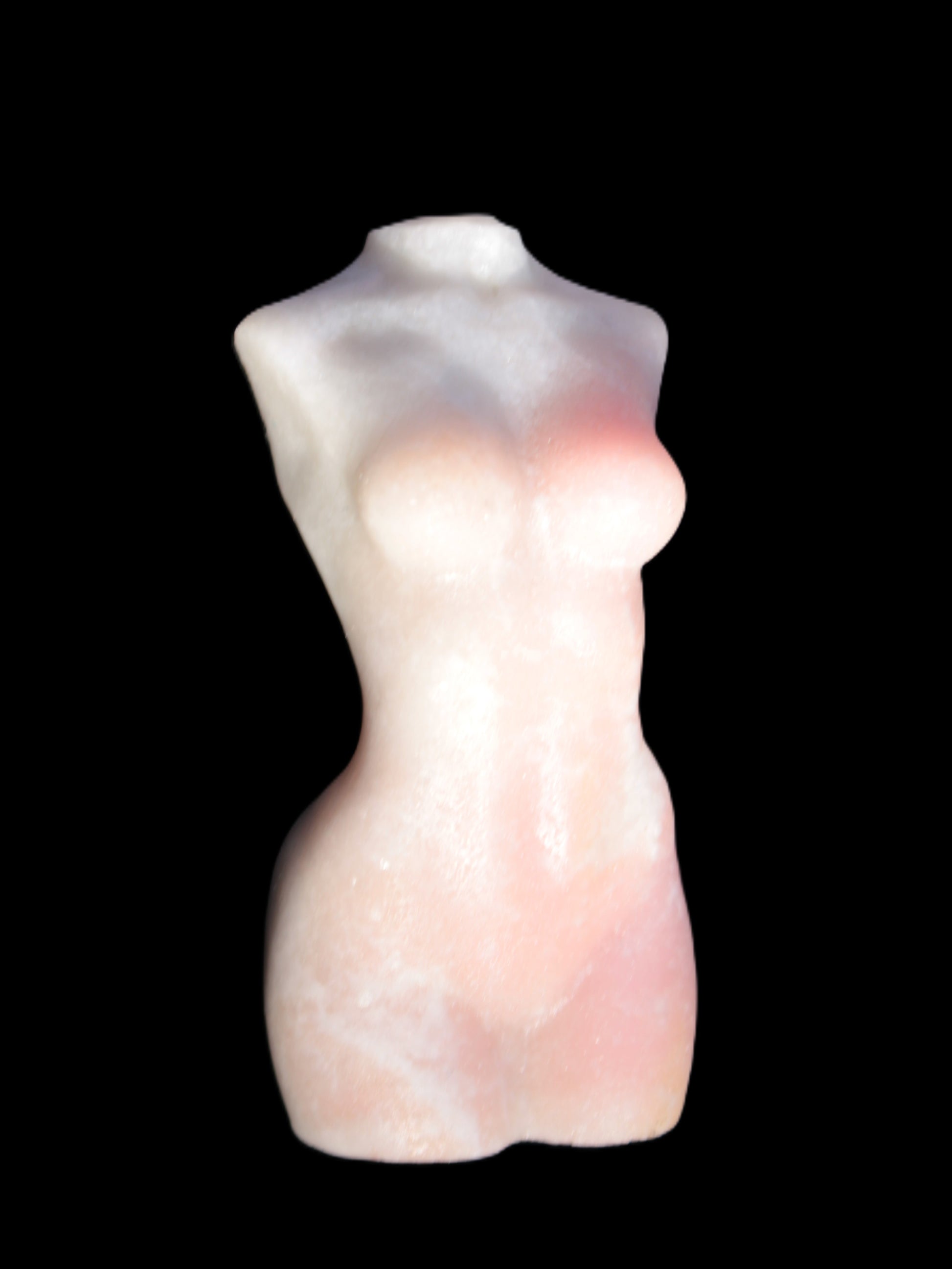 Pink Opal hand-carved woman's torso goddess 38*80mm 134.7g in sunlight