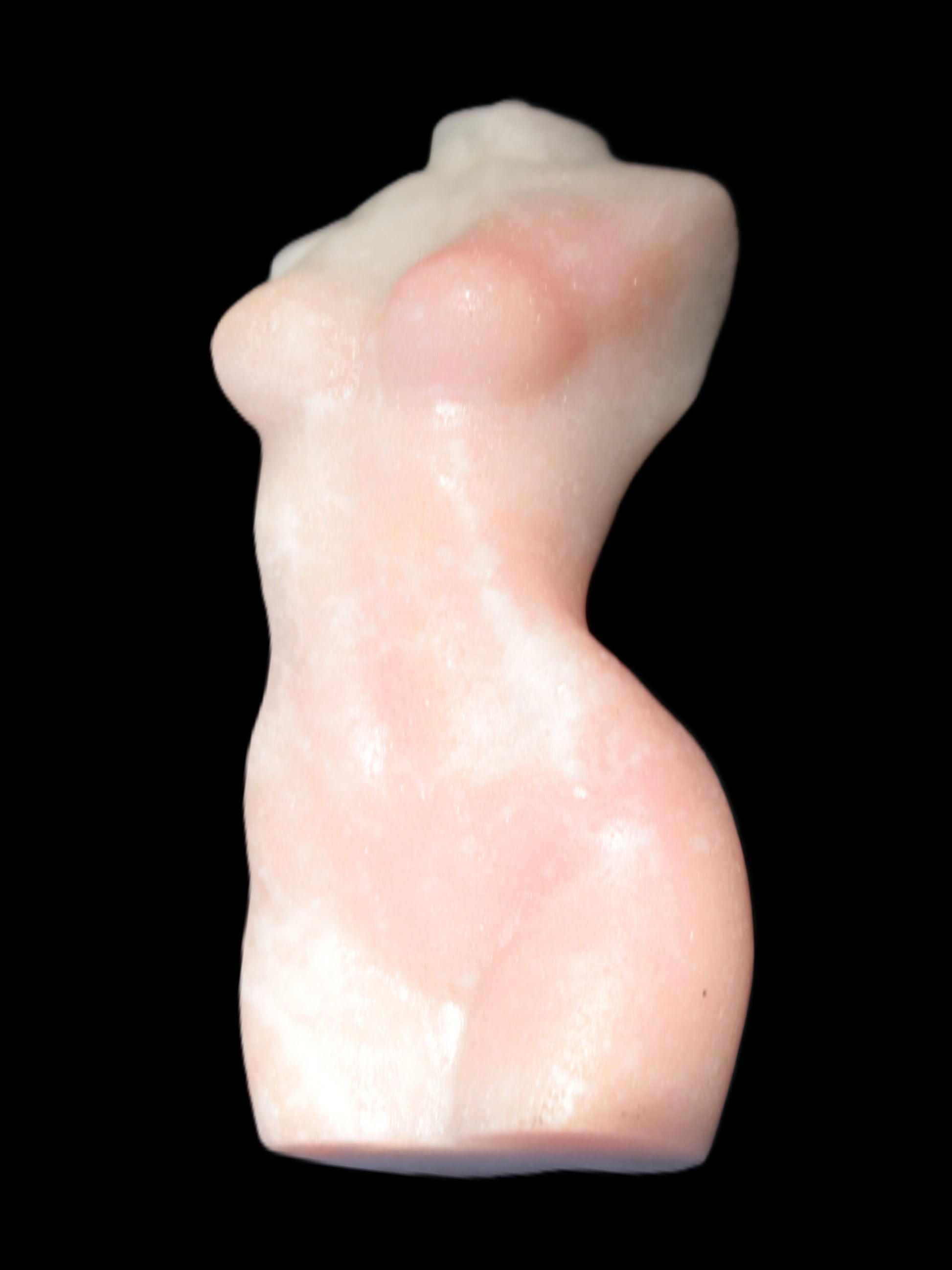 Pink Opal hand-carved woman's torso goddess 38*80mm 134.7g in sunlight