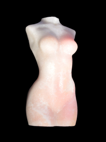 Pink Opal hand-carved woman's torso goddess 38*80mm 134.7g in sunlight