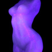 Pink Opal hand-carved woman's torso goddess 38*80mm 134.7g in UV light