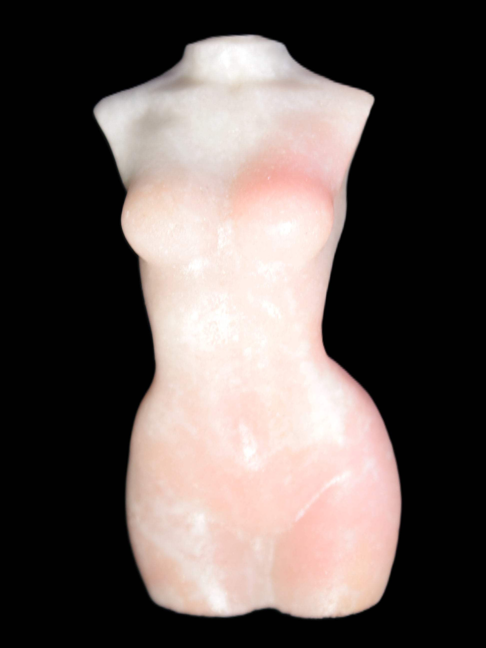 Pink Opal hand-carved woman's torso goddess 38*80mm 134.7g in sunlight