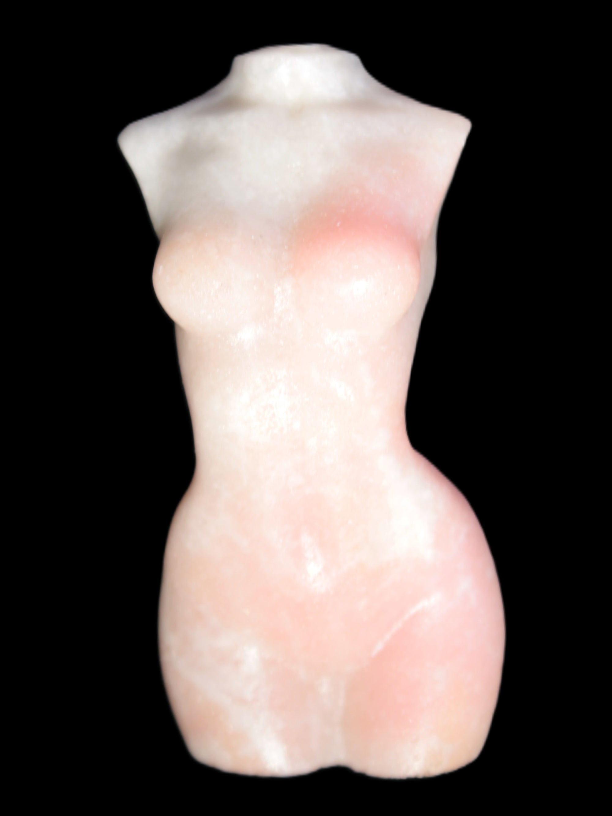 Pink Opal hand-carved woman's torso goddess 38*80mm 134.7g in sunlight