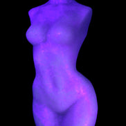 Pink Opal hand-carved woman's torso goddess 38*80mm 134.7g in UV light
