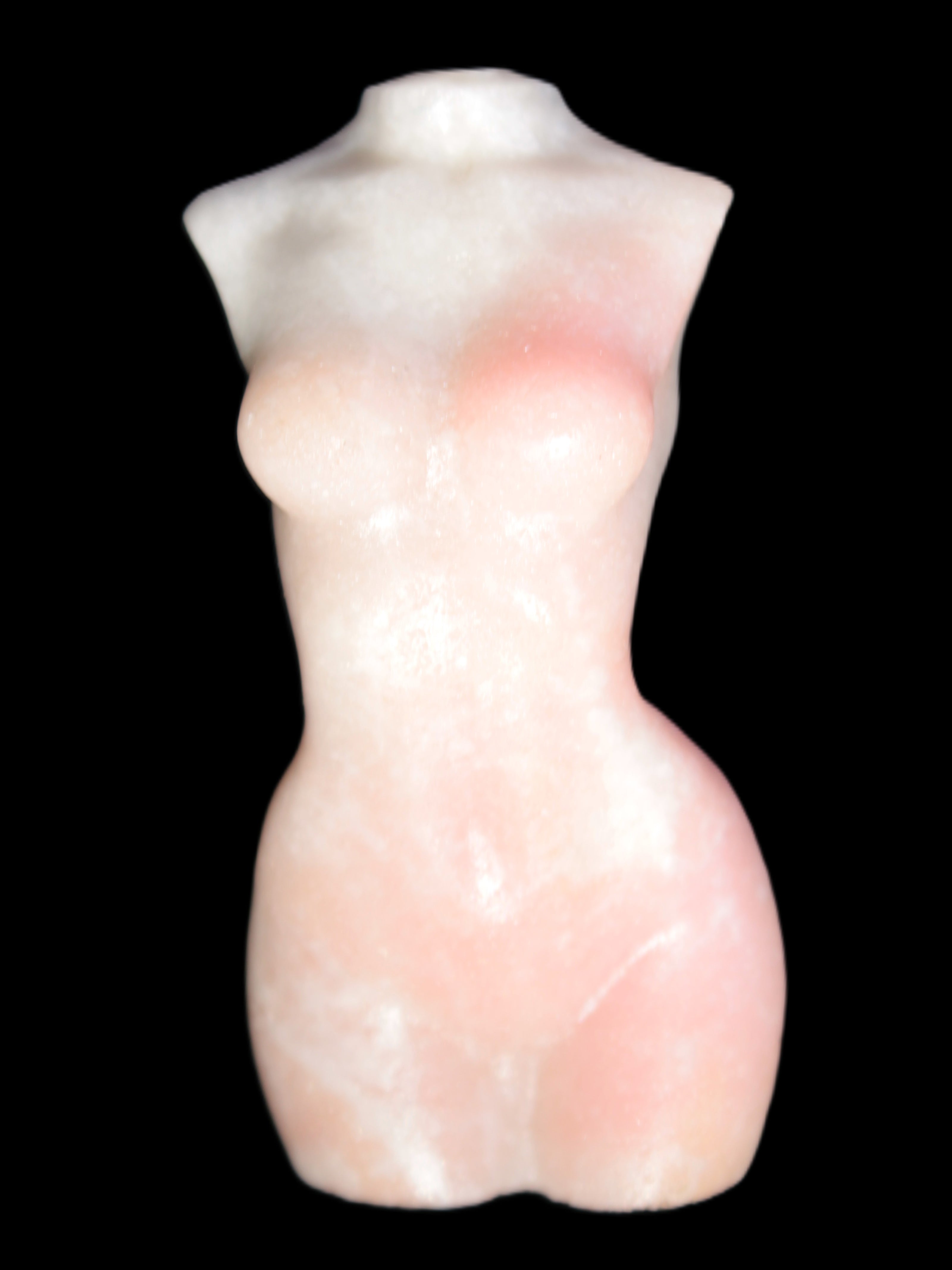 Pink Opal hand-carved woman's torso goddess 38*80mm 134.7g in sunlight