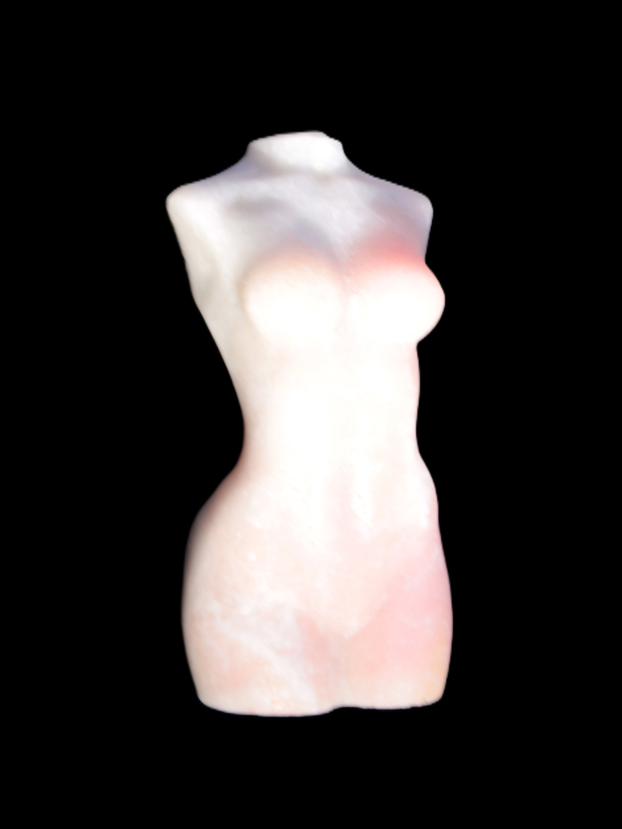 Pink Opal hand-carved woman's torso goddess 38*80mm 134.7g in sunlight
