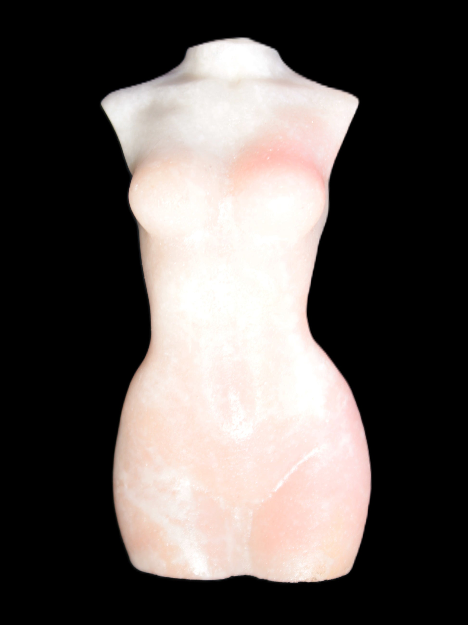 Pink Opal hand-carved woman's torso goddess 38*80mm 134.7g in sunlight