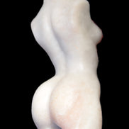 Pink Opal hand-carved woman's torso goddess 38*80mm 134.7g in sunlight