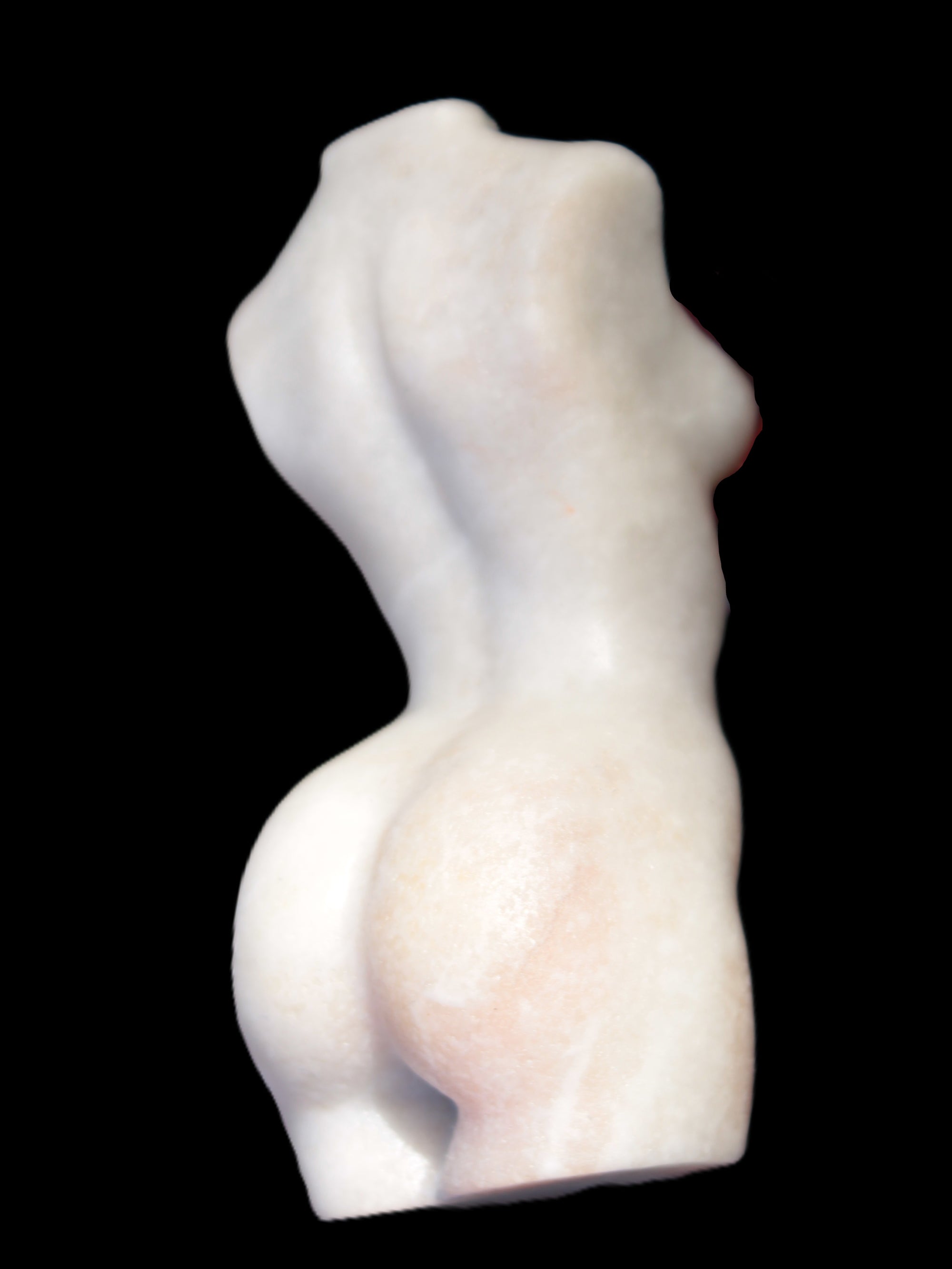 Pink Opal hand-carved woman's torso goddess 38*80mm 134.7g in sunlight