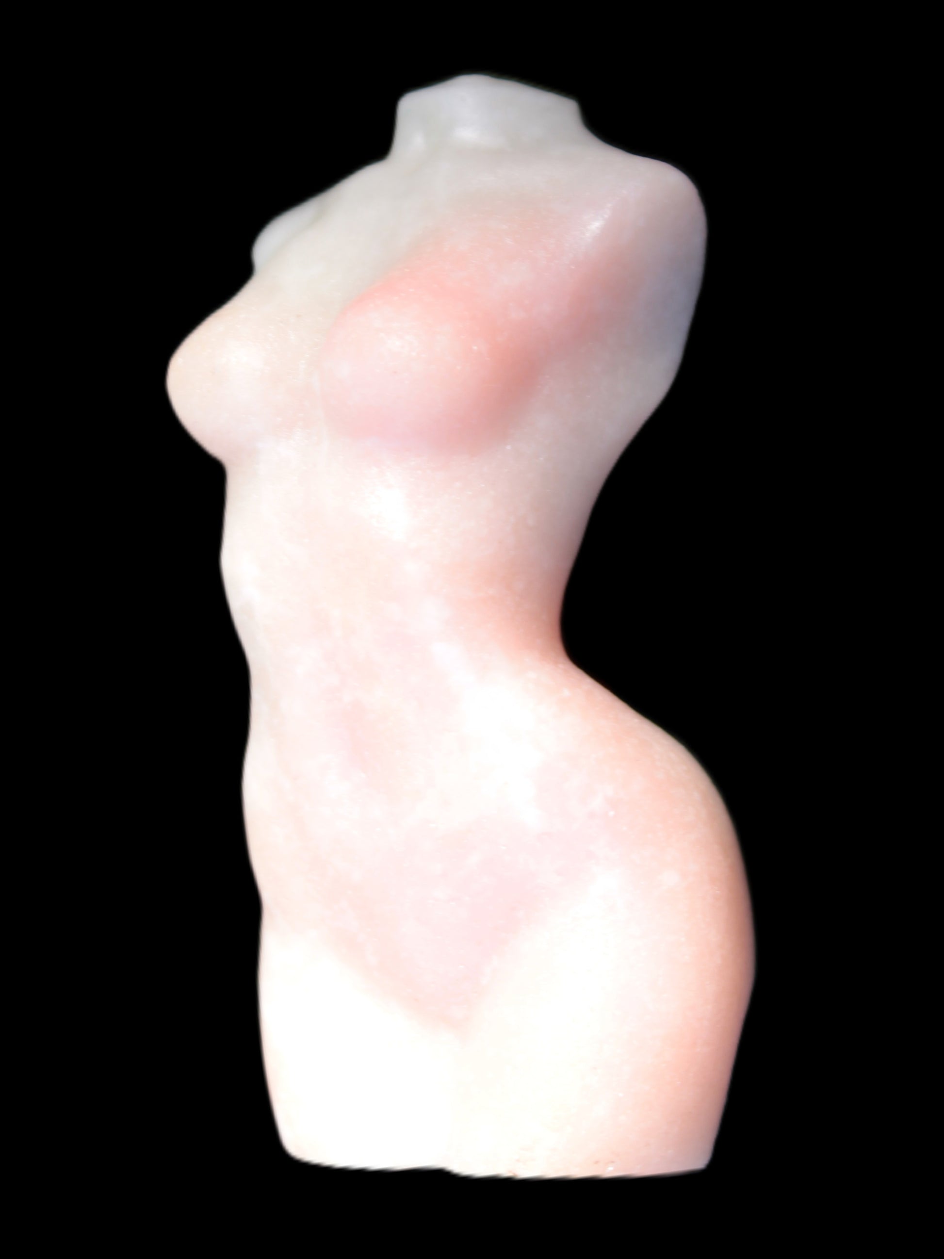 Pink Opal hand-carved woman's torso goddess 38*80mm 134.7g in sunlight