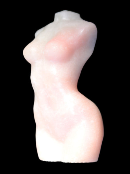 Pink Opal hand-carved woman's torso goddess 38*80mm 134.7g in sunlight
