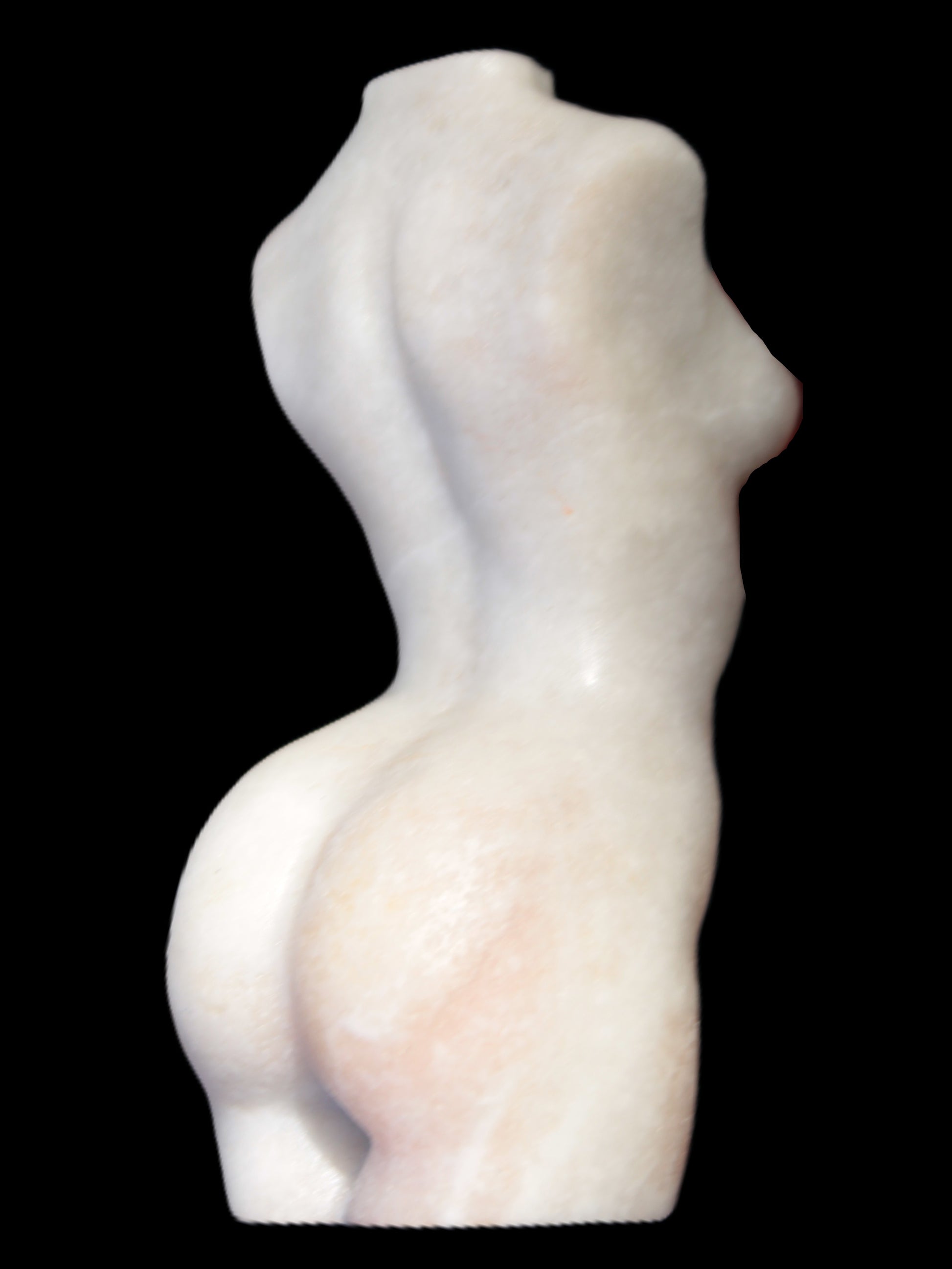 Pink Opal hand-carved woman's torso goddess 38*80mm 134.7g in sunlight