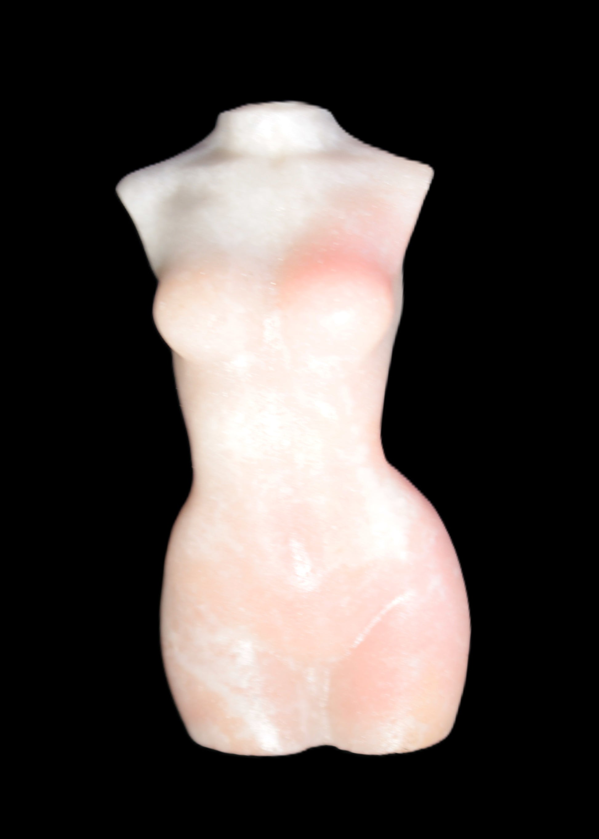 Pink Opal hand-carved woman's torso goddess 38*80mm 134.7g in sunlight