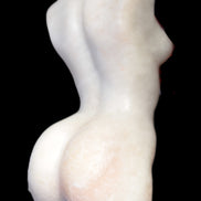 Pink Opal hand-carved woman's torso goddess 38*80mm 134.7g in sunlight