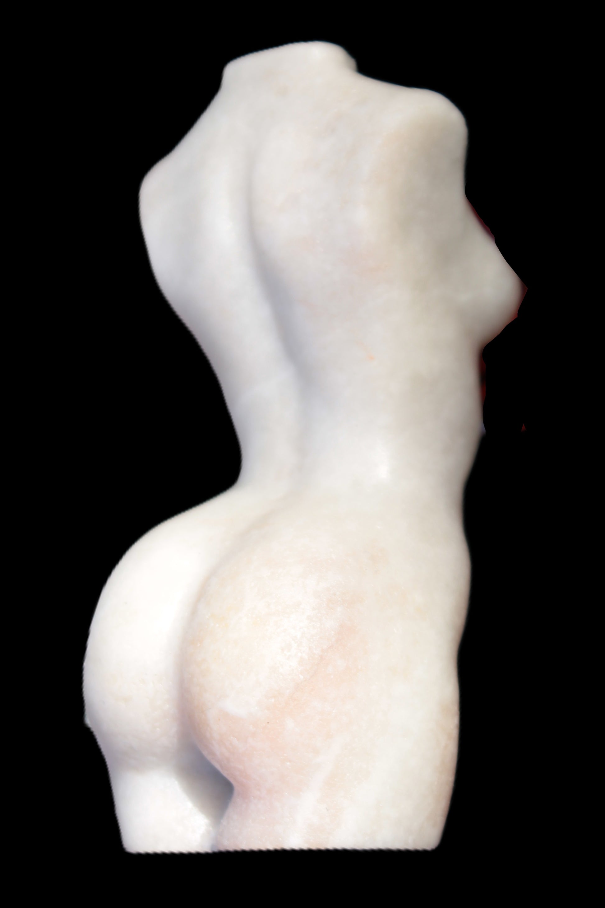 Pink Opal hand-carved woman's torso goddess 38*80mm 134.7g in sunlight