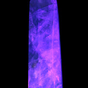 Green and Blue Fluorite obelisk 30*35*112mm 250g in UV light - Rocks and Things Store