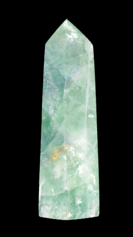Green and Blue Fluorite obelisk 30*35*112mm 250g in sunlight - Rocks and Things Store