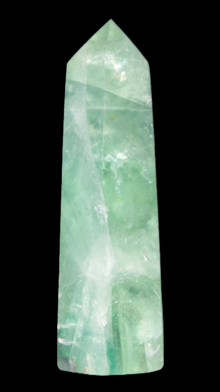 Green and Blue Fluorite obelisk 30*35*112mm 250g in sunlight - Rocks and Things Store