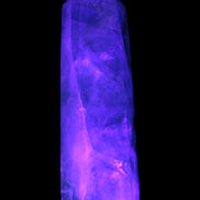 Green and Blue Fluorite obelisk 30*35*112mm 250g in UV light - Rocks and Things Store
