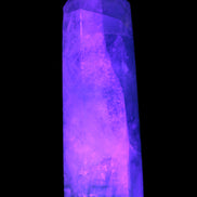 Green and Blue Fluorite obelisk 30*35*112mm 250g in UV light - Rocks and Things Store
