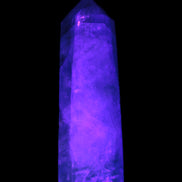 Green and Blue Fluorite obelisk 30*35*112mm 250g in UV light - Rocks and Things Store