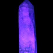 Green and Blue Fluorite obelisk 30*35*112mm 250g in UV light - Rocks and Things Store