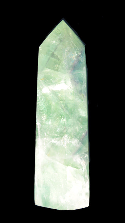 Green and Blue Fluorite obelisk 30*35*112mm 250g in sunlight - Rocks and Things Store