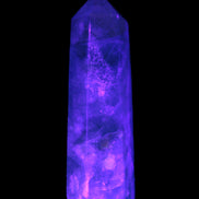 Green and Blue Fluorite obelisk 30*35*112mm 250g in UV light - Rocks and Things Store