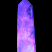 Green and Blue Fluorite obelisk 30*35*112mm 250g in UV light - Rocks and Things Store