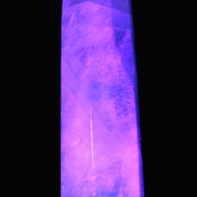 Green and Blue Fluorite obelisk 30*35*112mm 250g in UV light - Rocks and Things Store