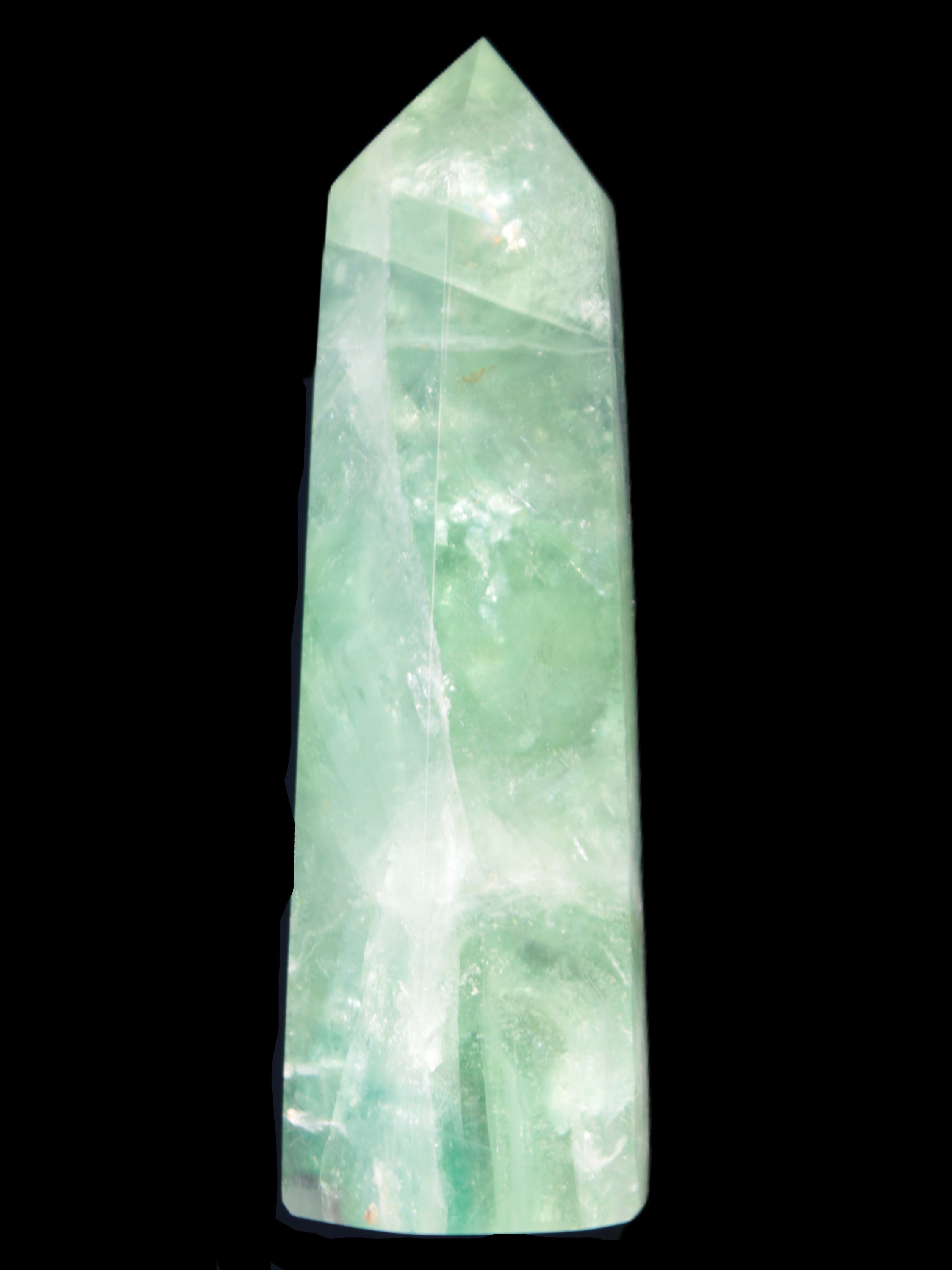 Green and Blue Fluorite obelisk 30*35*112mm 250g