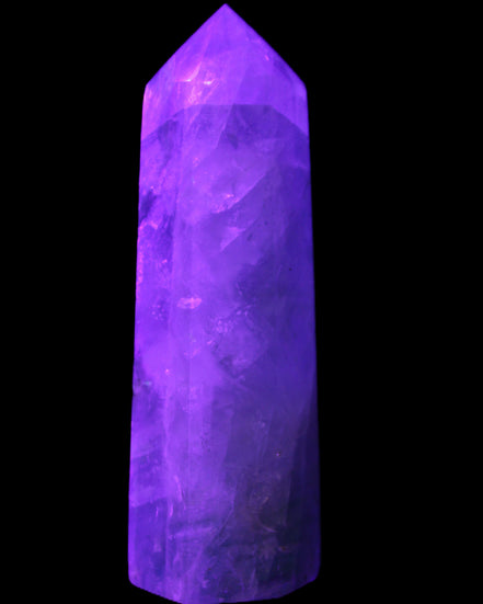 Green and Blue Fluorite obelisk 30*35*112mm 250g in sunlight - Rocks and Things Store
