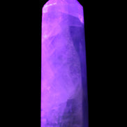 Green and Blue Fluorite obelisk 30*35*112mm 250g in UV light - Rocks and Things Store