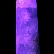 Green and Blue Fluorite obelisk 30*35*112mm 250g in UV light - Rocks and Things Store