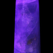 Green and Blue Fluorite obelisk 30*35*112mm 250g in UV light - Rocks and Things Store