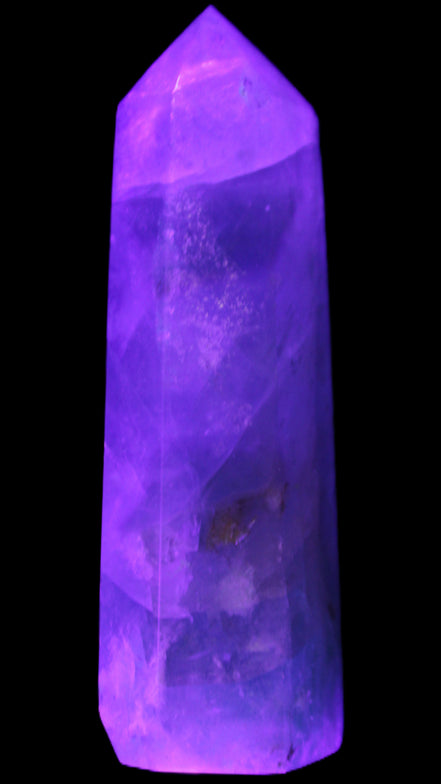 Green and Blue Fluorite obelisk 30*35*112mm 250g in sunlight - Rocks and Things Store