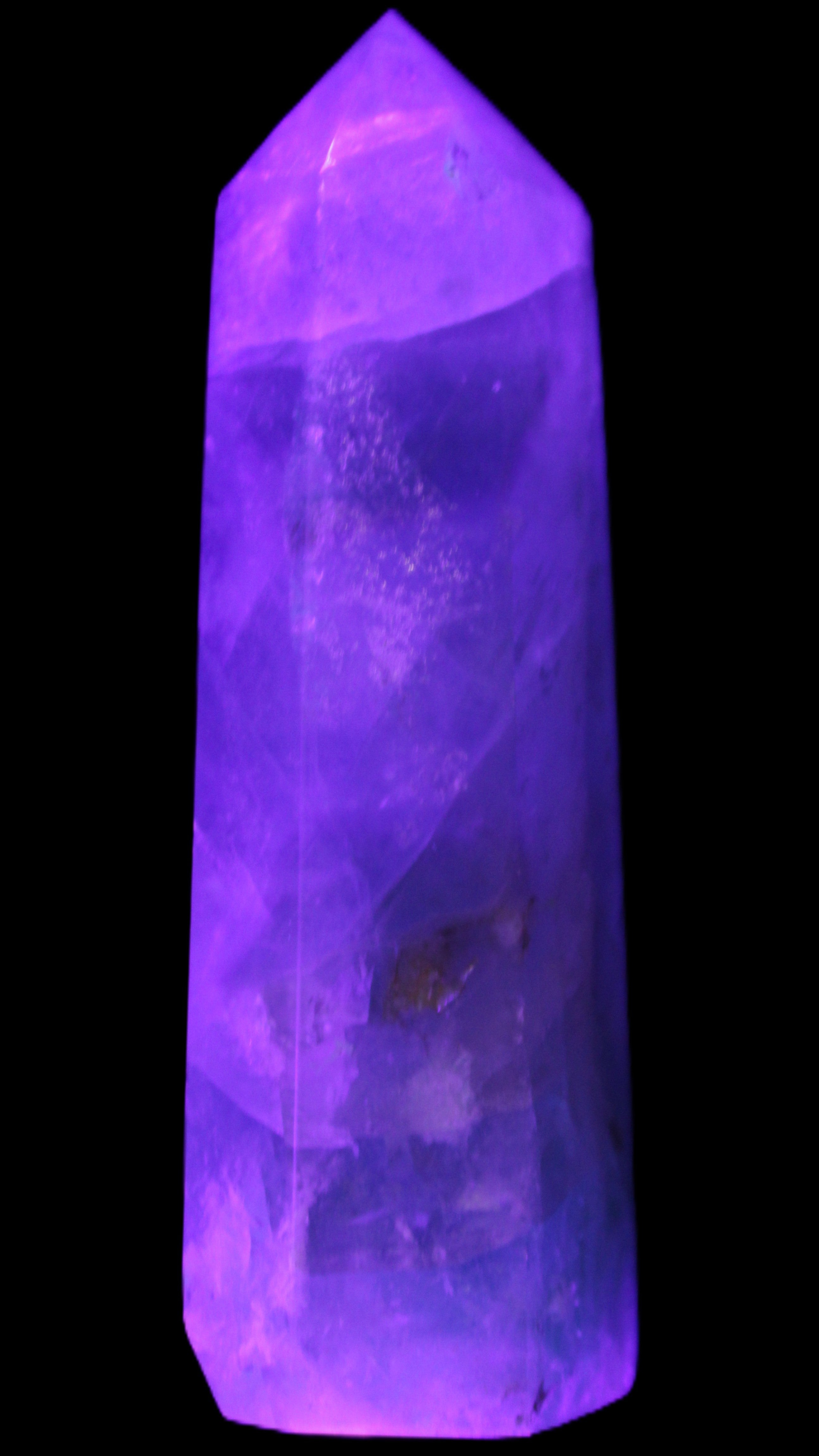 Green and Blue Fluorite obelisk 30*35*112mm 250g in sunlight - Rocks and Things Store