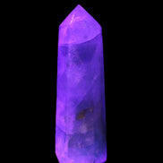 Green and Blue Fluorite obelisk 30*35*112mm 250g in UV light - Rocks and Things Store